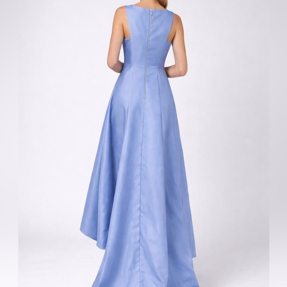 🆕 🦋Adrianna Papell Blue Frost Mikado High Low Gown Fit&Flare Dress Size 16 Party - Picture 3 of 17